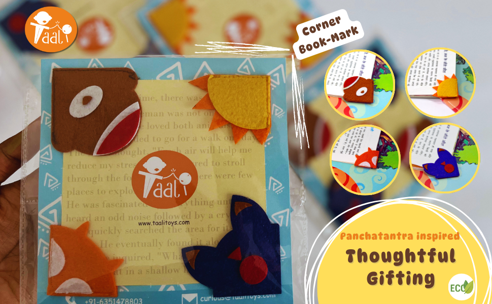 Taali Toys Corner bookmark with animal designs, felt non tearable bookmarks