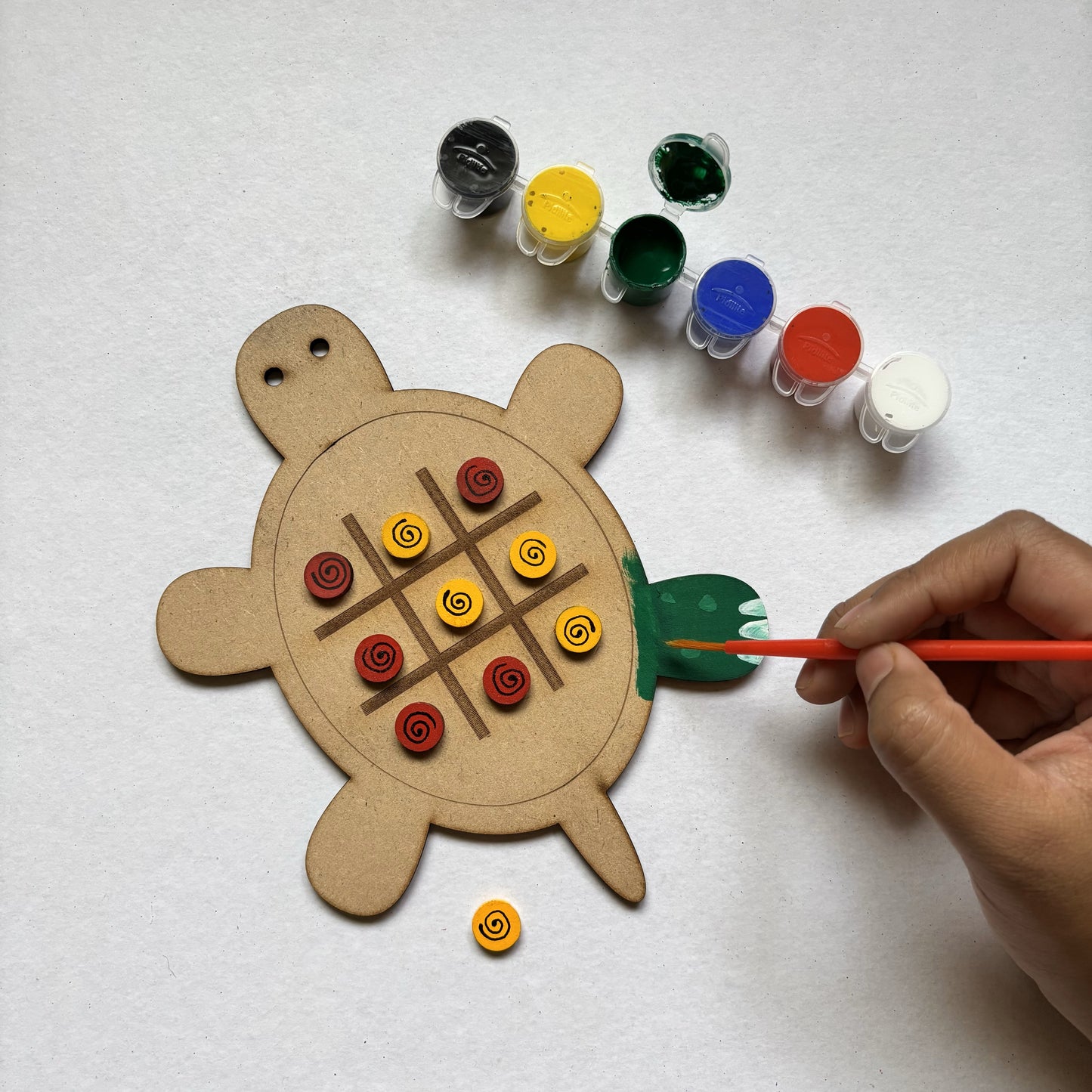 Wooden TIC TAC TOE for children with DIY Painting