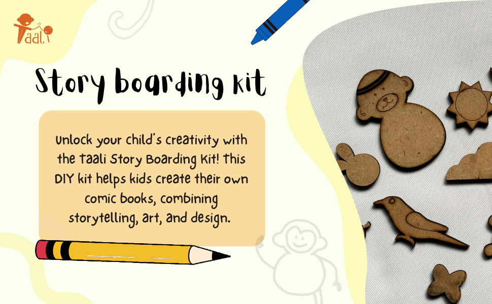 Unlock your child’s creativity with the Taali Story Boarding Kit! This DIY kit helps kids create their own comic books, combining storytelling, art, and design.